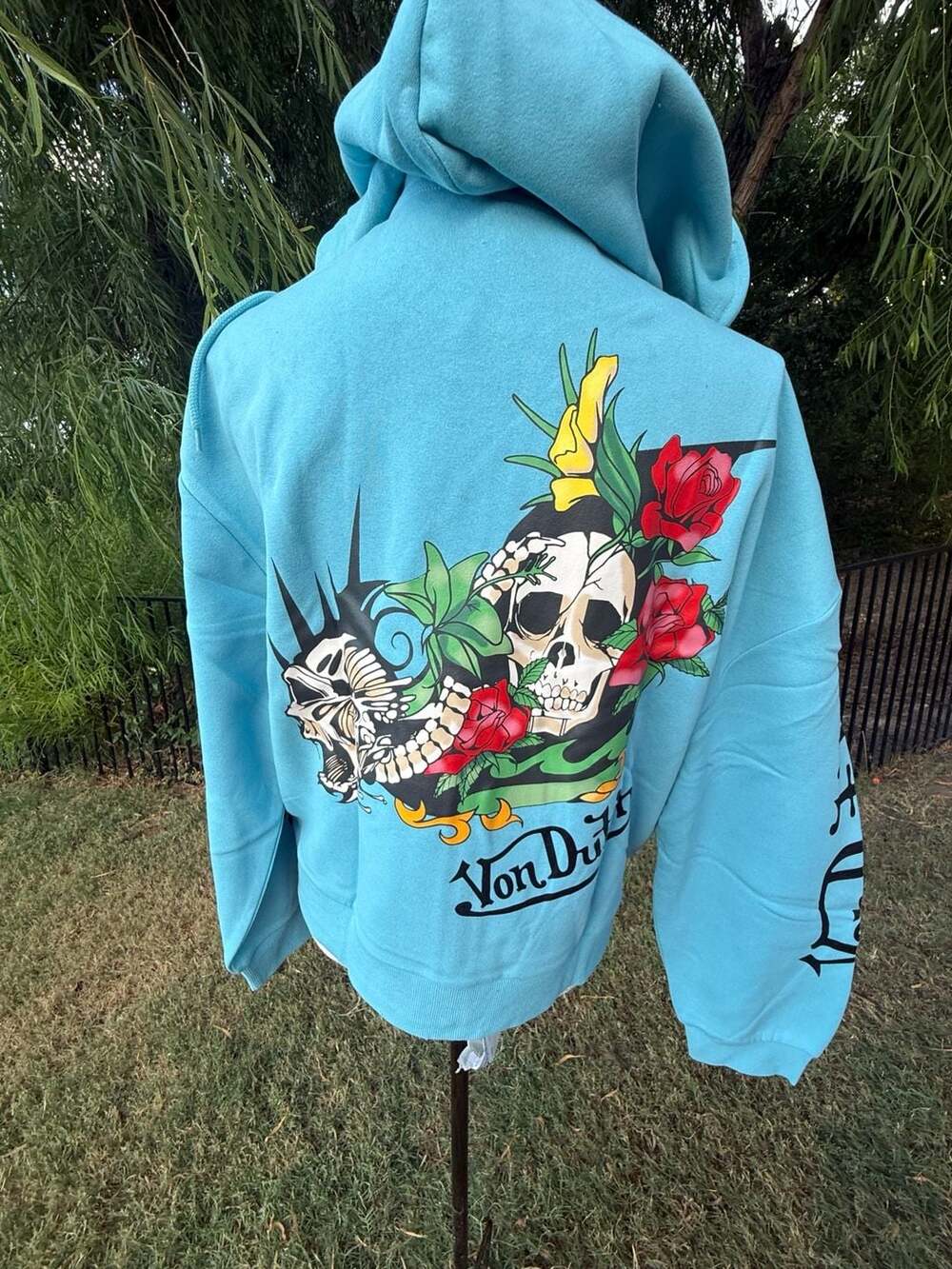 Von Dutch 1X Cropped Zipped Hoodie Blue  NWT